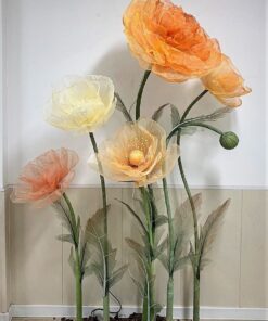 image of 5 Orange & Yellow Silk Flowers