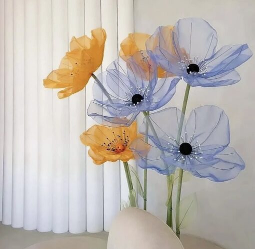 image of 6 Orange & Blue Flowers