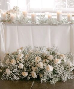 image of Baby breath & roses arrangement