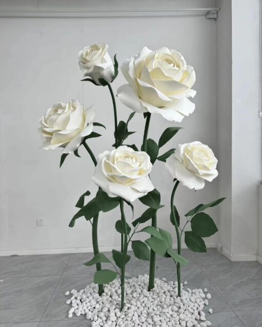 image of a 5 Giant White Roses Bouquet